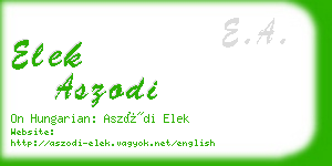 elek aszodi business card